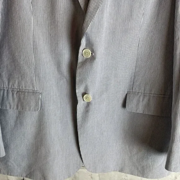 Adolfo Stripe Blue/White Men Blazer - Picture 2 of 14